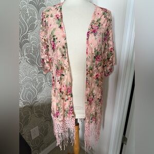 Sweet Rain Pink Floral Kimono Jacket